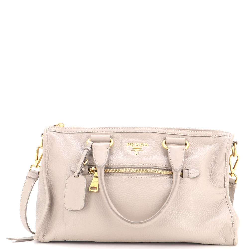 Prada Medium Front Zip Convertible Satchel Vitello Phenix